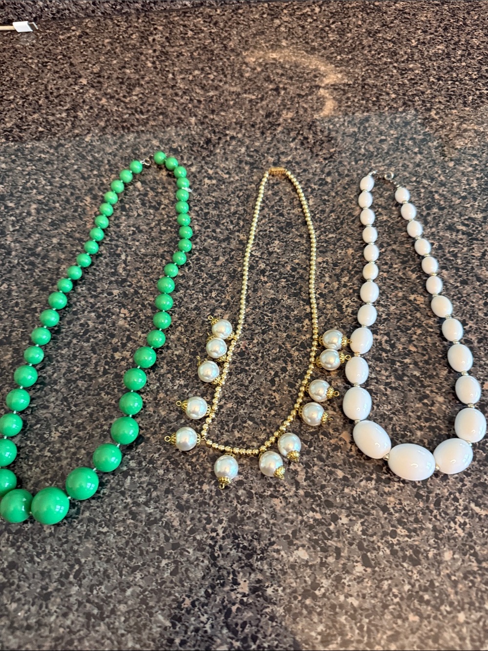 3 strands of vintage costume beads bundle.